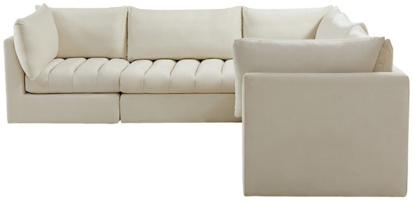 Jacob Velvet / Engineered Wood / Foam Contemporary Cream Velvet Modular Sectional - 103" W x 104" D x 32" H