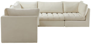 Jacob Velvet / Engineered Wood / Foam Contemporary Cream Velvet Modular Sectional - 103" W x 104" D x 32" H