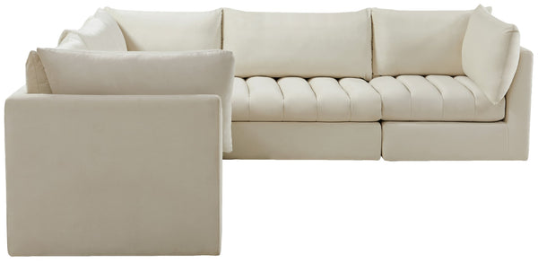 Jacob Velvet / Engineered Wood / Foam Contemporary Cream Velvet Modular Sectional - 103" W x 104" D x 32" H