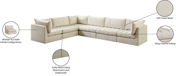 Jacob Velvet / Engineered Wood / Foam Contemporary Cream Velvet Modular Sectional - 140" W x 104" D x 32" H