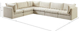 Jacob Velvet / Engineered Wood / Foam Contemporary Cream Velvet Modular Sectional - 140" W x 104" D x 32" H