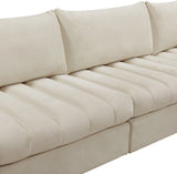 Jacob Velvet / Engineered Wood / Foam Contemporary Cream Velvet Modular Sectional - 140" W x 104" D x 32" H