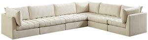 Jacob Velvet / Engineered Wood / Foam Contemporary Cream Velvet Modular Sectional - 140" W x 104" D x 32" H
