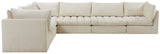 Jacob Velvet / Engineered Wood / Foam Contemporary Cream Velvet Modular Sectional - 140" W x 104" D x 32" H