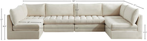 Jacob Velvet / Engineered Wood / Foam Contemporary Cream Velvet Modular Sectional - 140" W x 71" D x 32" H