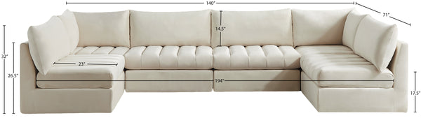 Jacob Velvet / Engineered Wood / Foam Contemporary Cream Velvet Modular Sectional - 140" W x 71" D x 32" H