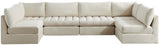 Jacob Velvet / Engineered Wood / Foam Contemporary Cream Velvet Modular Sectional - 140" W x 71" D x 32" H