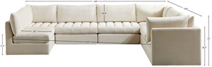 Jacob Velvet / Engineered Wood / Foam Contemporary Cream Velvet Modular Sectional - 140" W x 104" D x 32" H
