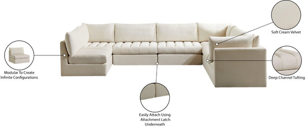 Jacob Velvet / Engineered Wood / Foam Contemporary Cream Velvet Modular Sectional - 140" W x 104" D x 32" H