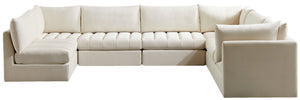 Jacob Velvet / Engineered Wood / Foam Contemporary Cream Velvet Modular Sectional - 140" W x 104" D x 32" H