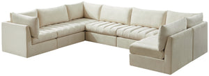 Jacob Velvet / Engineered Wood / Foam Contemporary Cream Velvet Modular Sectional - 140" W x 104" D x 32" H