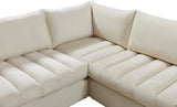 Jacob Velvet / Engineered Wood / Foam Contemporary Cream Velvet Modular Sectional - 140" W x 104" D x 32" H