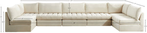 Jacob Velvet / Engineered Wood / Foam Contemporary Cream Velvet Modular Sectional - 177" W x 71" D x 32" H