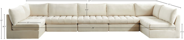 Jacob Velvet / Engineered Wood / Foam Contemporary Cream Velvet Modular Sectional - 177" W x 71" D x 32" H