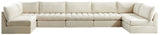 Jacob Velvet / Engineered Wood / Foam Contemporary Cream Velvet Modular Sectional - 177" W x 71" D x 32" H