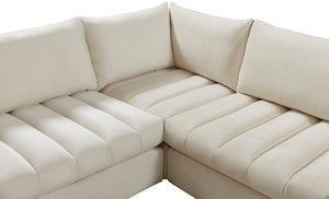 Jacob Velvet / Engineered Wood / Foam Contemporary Cream Velvet Modular Sectional - 177" W x 71" D x 32" H