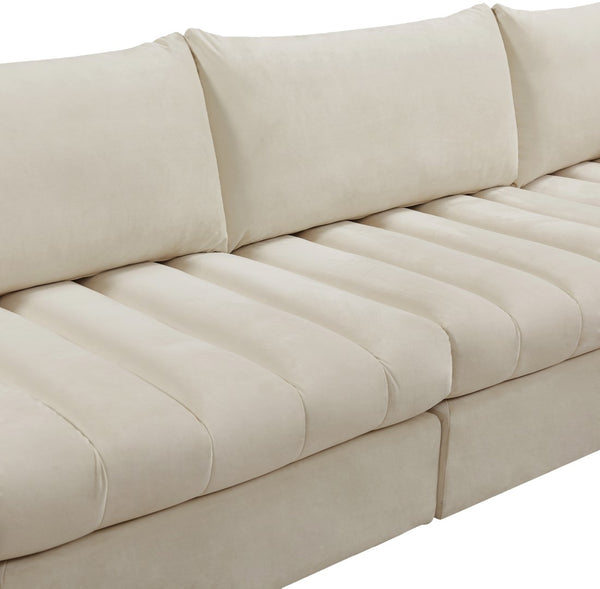 Jacob Velvet / Engineered Wood / Foam Contemporary Cream Velvet Modular Sectional - 177" W x 71" D x 32" H