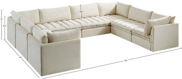 Jacob Velvet / Engineered Wood / Foam Contemporary Cream Velvet Modular Sectional - 140" W x 104" D x 32" H