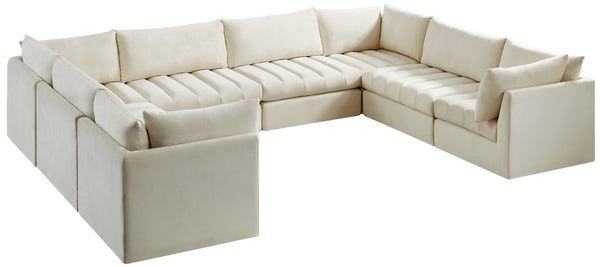 Jacob Velvet / Engineered Wood / Foam Contemporary Cream Velvet Modular Sectional - 140" W x 104" D x 32" H