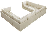 Jacob Velvet / Engineered Wood / Foam Contemporary Cream Velvet Modular Sectional - 140" W x 104" D x 32" H