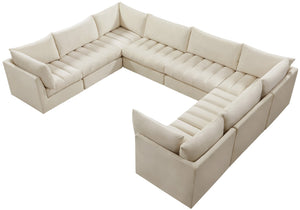 Jacob Velvet / Engineered Wood / Foam Contemporary Cream Velvet Modular Sectional - 140" W x 104" D x 32" H