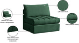 Jacob Velvet / Engineered Wood / Foam Contemporary Green Velvet Armless - 37" W x 34" D x 32" H