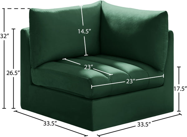 Jacob Velvet / Engineered Wood / Foam Contemporary Green Velvet Corner - 33" W x 34" D x 32" H