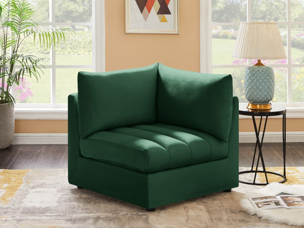 Jacob Velvet / Engineered Wood / Foam Contemporary Green Velvet Corner - 33" W x 34" D x 32" H