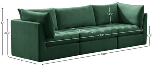 Jacob Velvet / Engineered Wood / Foam Contemporary Green Velvet Modular Sofa - 103" W x 34" D x 32" H