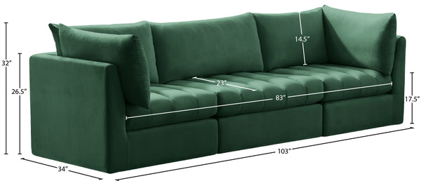 Jacob Velvet / Engineered Wood / Foam Contemporary Green Velvet Modular Sofa - 103" W x 34" D x 32" H