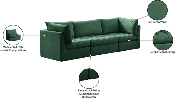Jacob Velvet / Engineered Wood / Foam Contemporary Green Velvet Modular Sofa - 103" W x 34" D x 32" H
