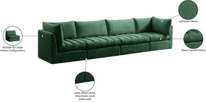 Jacob Velvet / Engineered Wood / Foam Contemporary Green Velvet Modular Sofa - 140" W x 34" D x 32" H