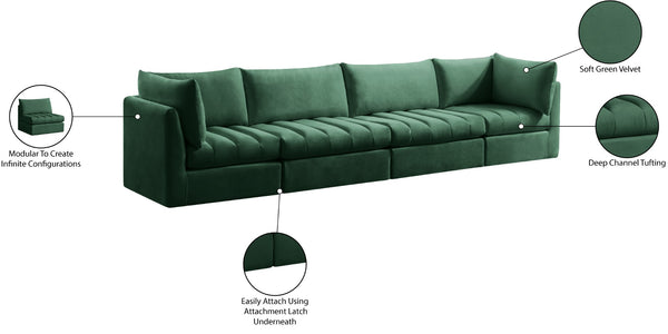 Jacob Velvet / Engineered Wood / Foam Contemporary Green Velvet Modular Sofa - 140" W x 34" D x 32" H
