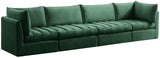 Jacob Velvet / Engineered Wood / Foam Contemporary Green Velvet Modular Sofa - 140" W x 34" D x 32" H