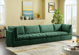 Jacob Velvet / Engineered Wood / Foam Contemporary Green Velvet Modular Sofa - 140" W x 34" D x 32" H