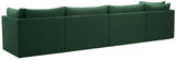 Jacob Velvet / Engineered Wood / Foam Contemporary Green Velvet Modular Sofa - 140" W x 34" D x 32" H