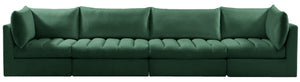 Jacob Velvet / Engineered Wood / Foam Contemporary Green Velvet Modular Sofa - 140" W x 34" D x 32" H