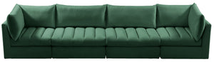 Jacob Velvet / Engineered Wood / Foam Contemporary Green Velvet Modular Sofa - 140" W x 34" D x 32" H