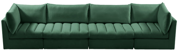 Jacob Velvet / Engineered Wood / Foam Contemporary Green Velvet Modular Sofa - 140" W x 34" D x 32" H