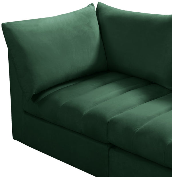 Jacob Velvet / Engineered Wood / Foam Contemporary Green Velvet Modular Sofa - 140" W x 34" D x 32" H