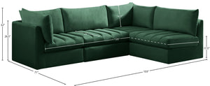 Jacob Velvet / Engineered Wood / Foam Contemporary Green Velvet Modular Sectional - 103" W x 71" D x 32" H