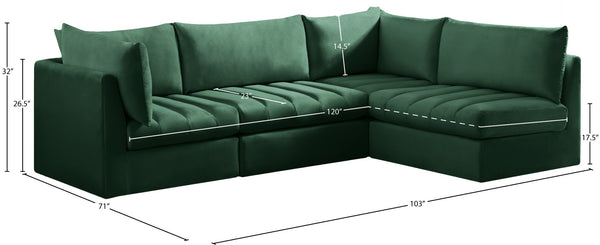 Jacob Velvet / Engineered Wood / Foam Contemporary Green Velvet Modular Sectional - 103" W x 71" D x 32" H