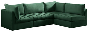 Jacob Velvet / Engineered Wood / Foam Contemporary Green Velvet Modular Sectional - 103" W x 71" D x 32" H