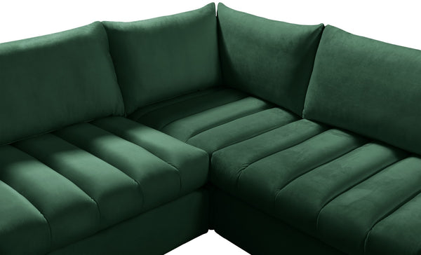 Jacob Velvet / Engineered Wood / Foam Contemporary Green Velvet Modular Sectional - 103" W x 71" D x 32" H