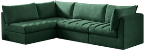Jacob Velvet / Engineered Wood / Foam Contemporary Green Velvet Modular Sectional - 103" W x 71" D x 32" H