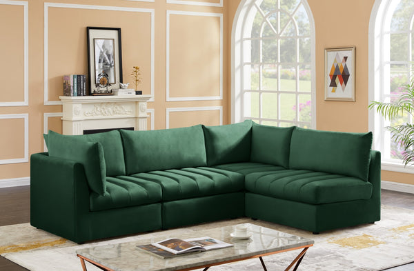 Jacob Velvet / Engineered Wood / Foam Contemporary Green Velvet Modular Sectional - 103" W x 71" D x 32" H