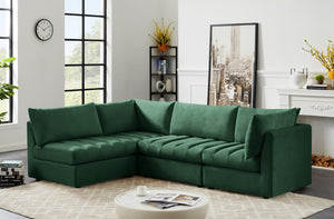 Jacob Velvet / Engineered Wood / Foam Contemporary Green Velvet Modular Sectional - 103" W x 71" D x 32" H