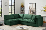 Jacob Velvet / Engineered Wood / Foam Contemporary Green Velvet Modular Sectional - 103" W x 71" D x 32" H