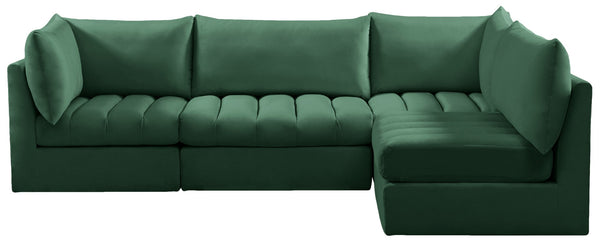 Jacob Velvet / Engineered Wood / Foam Contemporary Green Velvet Modular Sectional - 103" W x 71" D x 32" H