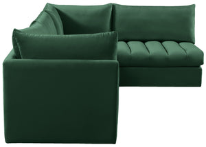 Jacob Velvet / Engineered Wood / Foam Contemporary Green Velvet Modular Sectional - 103" W x 71" D x 32" H